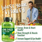 NATURELO Mens Multivitamins - One Daily Multivitamin for Men with Vitamins, Minerals & Organic Whole Foods, Boost Energy & Health, Non-GMO, 120 Vegetarian Capsules