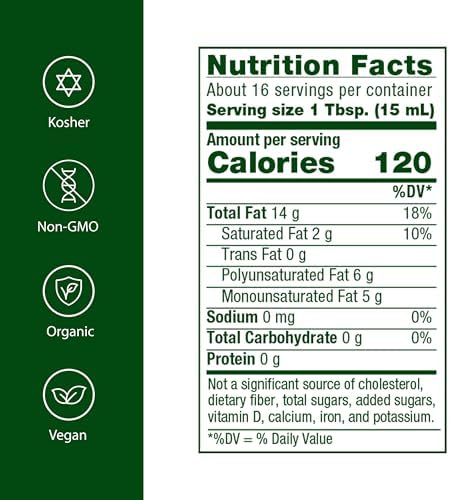 Flora - Certified Organic Sesame Oil - Cold-Pressed Cooking Oil with Essential Fatty Acids - Vegan, Kosher & Non-GMO - 8.5 fl. oz. Glass Bottle