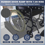 Rubber Threshold Ramp 7.09 Inch Rise, Wheelchair Rubber Door Ramp with Non-Slip Surface, Home Step Ramp with Channel for Wheelchairs/Cars/Scooters (2PCS, 2200LBs Loading)