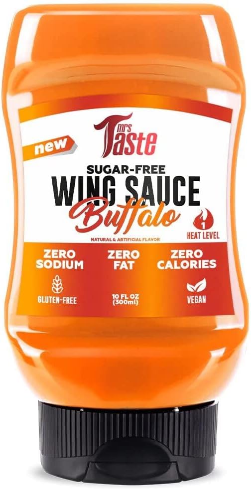 Mrs Taste Sugar Free Sauce, Zero Calories, Zero Sodium, Zero Sugar, High Fiber, Keto Friendly, Paleo Friendly, Low Calorie Option, Condiments and Sauces (10 oz, Buffalo)