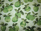 Quality Fabric Cotton Green Apples on a twig with Green Leaves Quilting Sizes: Fat Quarter (18'' x 22'')