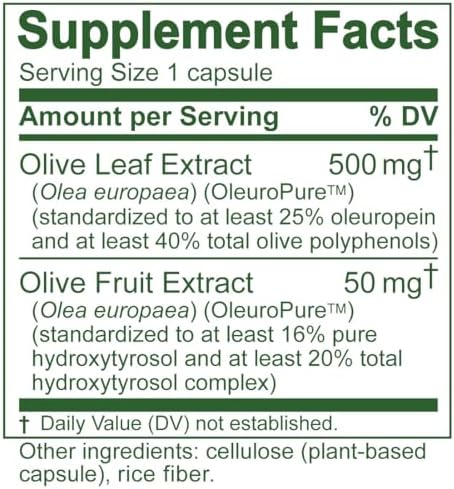 Island Nutrition, Olive Leaf Extract Capsules – 25% Oleuropein (40% Total Polyphenols), Plus 20% Hydroxytyrosol Complex – 100% Grown & Extracted in Spain (90 Capsules)