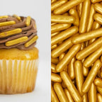 Krazy Sprinkles Metallic Gold Sugar Rods - (1/2 cup 1x Jar) | Sprinkles for Baking, Ice Cream & Decorating by Bakell