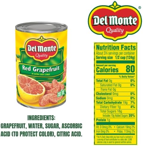 Del Monte Red Grapefruit Sections in Light Syrup, 15 oz. Can (pack of 12)