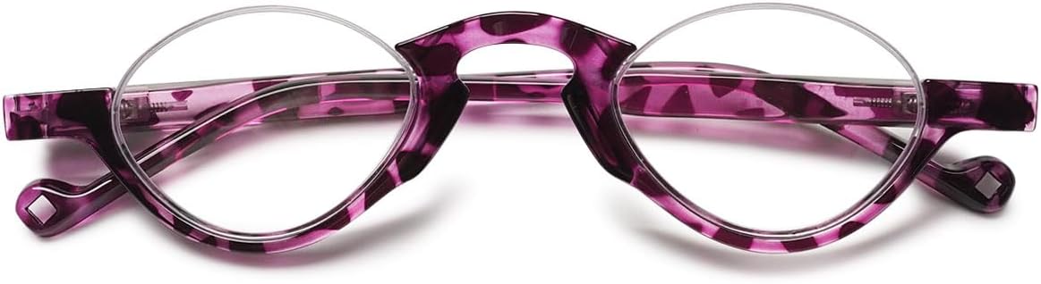 Tortoiseshell Half Frame Reading Glasses Blue Light Blocking for Men Women with Spring Hinge Computer Readers