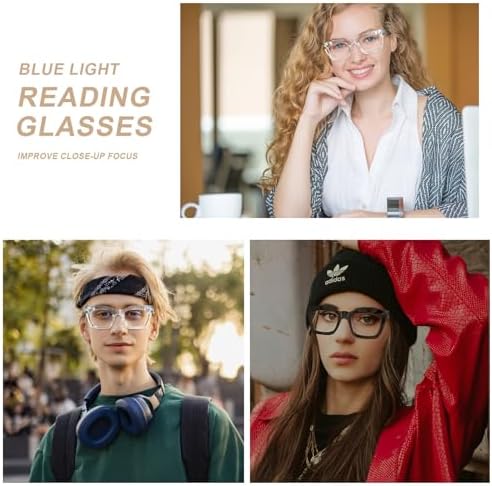 AQWANO Stylish Blue Light Reading Glasses Women, Fashion Oversized Square Designer Readers Computer Eyeglasses