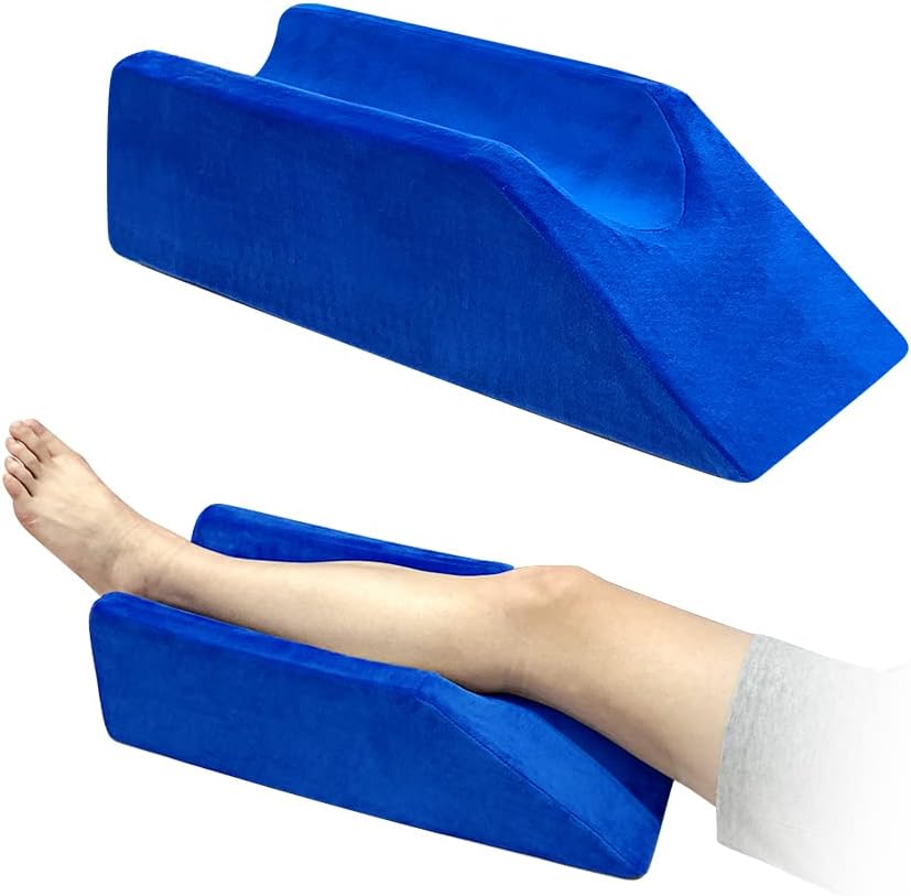 Leg Elevation Pillow Wedge Knee Foam for Sleeping Ankle Post Surgery Foot Leg Rest Pillows Knee Support Cushion Medical Pillow Leg Elevator Bed Positioning Wedge Surgery Recovery (Blue, 50cm Long)