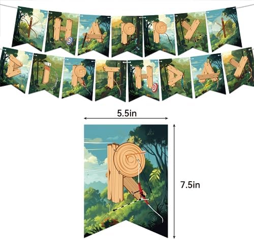 Archery Birthday Party Decorations Bow Arrow Hunting Party Supplies Includes Archery HAPPY BIRTHDAY Banner Cake Topper Cupcake Toppers Balloons for Archery Theme Party Hunting Birthday Decorations