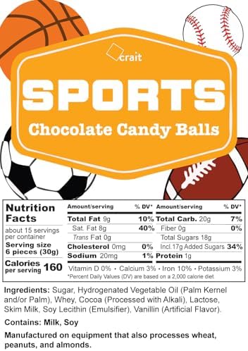 Sports Chocolates, Sports Balls Candies Individually Wrapped Milk Chocolate Balls 1 Pound (Sports Variety)(About 85 Pieces)