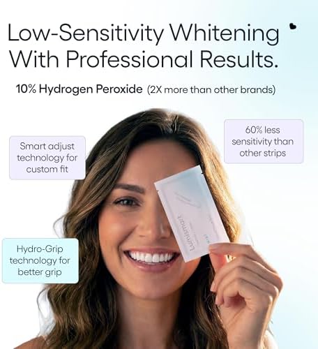 Something Nice Lumismart Whitening Strips - Dentist-Designed, Enamel Safe, up to 42 Treatments with Smart Adjust - Teeth Whitening Strips in Peach for Sensitive Teeth