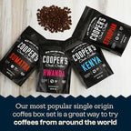 Gourmet Coffee Sampler Gift Box Set, Roasted Coffee Ground, Sumatra Dark, Kenya AA Medium-Dark, Rwanda Medium, Natural Ethiopian Light, Ground, 4 Bags, 16 oz Total