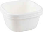 3 Pack 16 Quart Square Deep Kitchen Plastic Wash Basin, Plastic Dish Pans for Washing Dishes, White