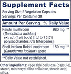 Life Extension Reishi Extract Mushroom Complex - Mushrooms Herbal Supplement for Immune Support – Ganoderma Lucidum Extract - Gluten-Free, Non-GMO, Vegetarian – 60 Capsules