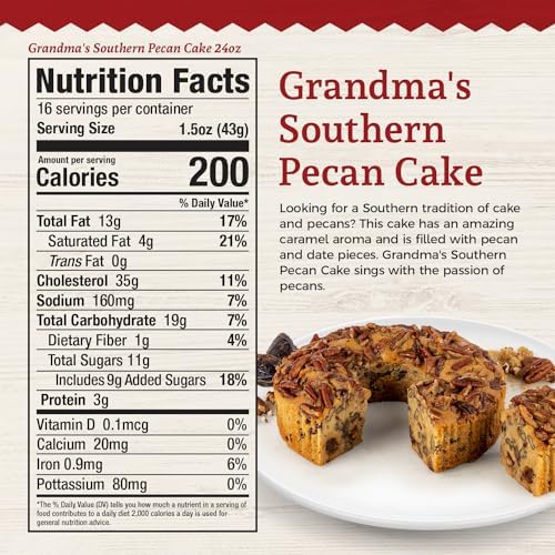 Beatrice Bakery Co Southern Pecan Breakfast Bread, Grandma's Freshly Made Premium Gourmet Cake With Peacans, Dates and an Amazing Caramel Aroma, Serves 6-10 (24 oz)