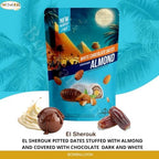 El Sherouk Mixed Milk & White Chocolate Covered Dates with Almond – Medium Size – 250 g (8.82 oz)