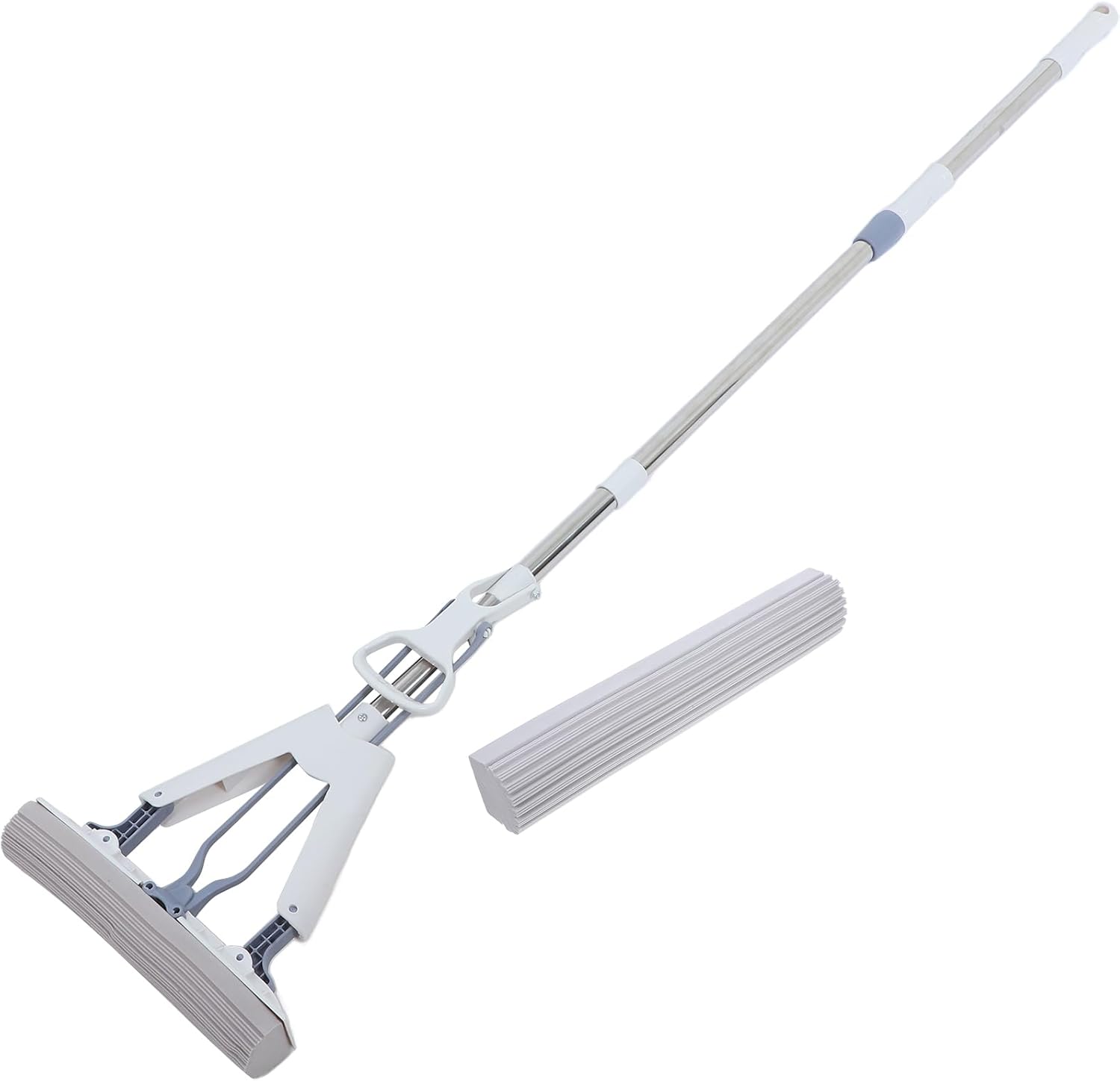 1set Lazy Mop Folding Sponge Mop for Efficient Cleaning for Tile and Marble Floors with Double Heads Easy Water Removal and Absorbent Design