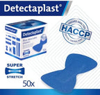 Detectaplast bandaids Waterproof Elastic, Blue Wound bandaids for the Food Sector, detectable bandaids for First aid in the Catering Trade, 2,68 x 1,49 inches, fingertip bandaids, 50 Pieces