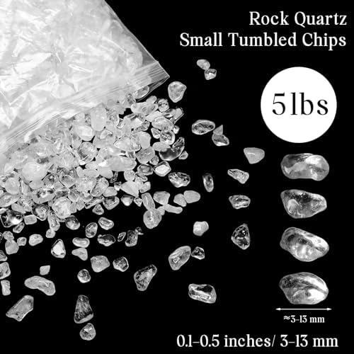 Landical 5 Lbs Clear Quartz Crystal Chip Bulk Small Crystal Stone Tumbled Gravel Natural Rock Quartz Crushed Stone for Crafts Fish Tank Aquarium Vases Filler Decor Reiki Energy Balancing(White)