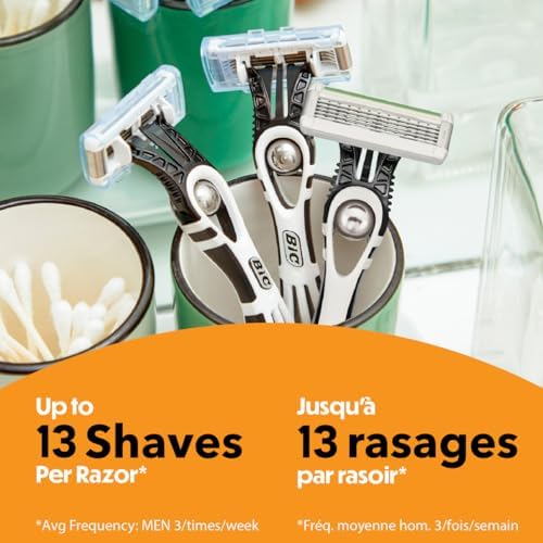 Bic Flex 5 Sensitive Men'S Disposable 5-Blade Razors, Comfortable Shave, 2-Pack