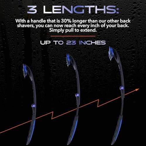 baKblade 3.0 Back Shaver – 23" Handle – Includes 3 Extra Blade Refills – Pain-Free Shave for Men
