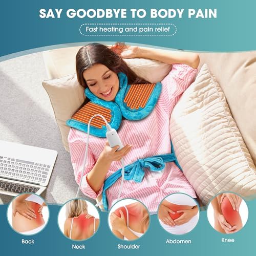BOILEAU Electric Heating Pad for Neck and Shoulders and Back Pain Relief, Practical Birthday Gifts for Women Men Mom Dad Elderly,24"x33" Large Heating Heat Pad,Self Care Gifts for Him Her Wife Husband