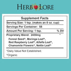 Herb Lore Organic Nursing Tea - 58 Servings - Loose Leaf - Fenugreek Free Lactation Tea with Moringa for Breastfeeding Moms