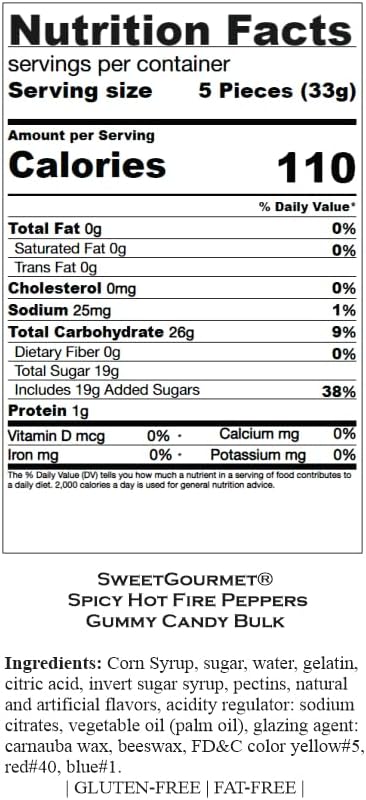 SweetGourmet Spicy Hot Fire Peppers Gummy Candy Bulk | 1 Pound