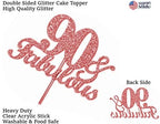 Fabulous & 90 Rose Gold Glitter Cake Topper, 90th Birthday Party Decorations Ideas, Premium Quality Decoration, Sturdy Doubled Sided Glitter, Acrylic Stick. Made in USA