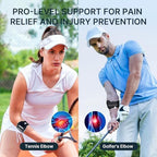 Fit Geno Elbow Brace for Tennis & Golfer's Elbow: Adjustable Elbow Strap for Tendonitis Pain Relief with Compression Pad - Support for Sports Men and Women - Forearm 10''-15.5'', 1 Pack, Black