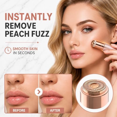 Facial Hair Remover for Women 2 in 1 Painless Hair Trimmer for Eyebrow & Nose USB Rechargeable Facial Shaver with LED Light Portable Face Razor for Lip & Chin