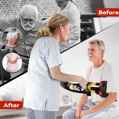 Transfer Sling,Padded Assist Gait Belt for Seniors, Heavy Duty Patient - Lifting Aids Mobility Standing and Lifting Aid for Disabled, Injured, Seniors, Elderly - Safely Move from Bed and Wheelchair