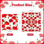 40PCS Poppy Floral Paper Napkins Flowers Paper Napkins Disposable Poppy Floral Party Napkin, Red Poppies Flowers Decorative Luncheon Dinner Guest Napkin for Poppies Party Supplies,6.5" x 6.5"