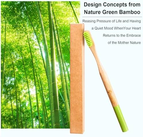 Bamboo Toothbrushes Medium Hard Bristles for Adults 10 Pack, Wooden Toothbrush Family Set Natural Organic Tooth Brush Multi-Color