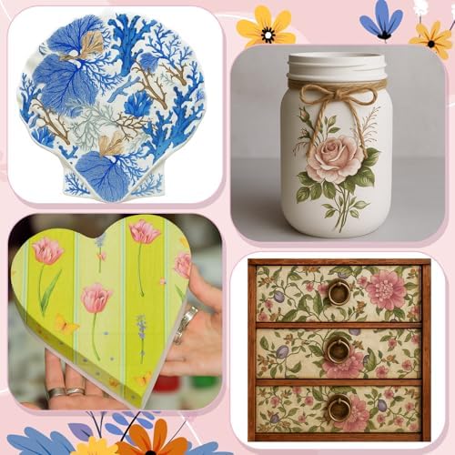 Crtiin 20 Pack Decoupage Napkins Floral Napkins Flower Cocktail Paper Decorative Toilet for Valentine's Day Birthday Party Beautiful Gorgeous, 20 Styles Each 6.5 Inches(Style 9)