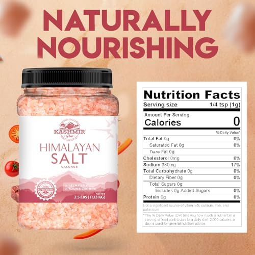 LA SALT CO Kashmir 2.5 Lbs Pink Himalayan Salt Jar, Coarse | 100% Pure, Food Grade with 84 Trace Minerals | Kosher Certified, Vegan, Non-GMO, & Cruelty-Free (Jar Style May Vary)