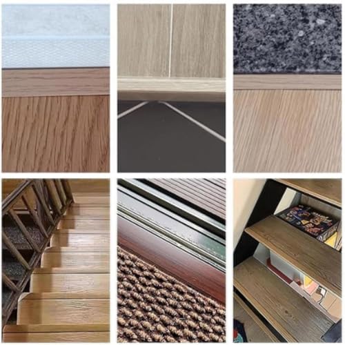 4ft L Molding Stair Nosing Edge Trim 3ft Wood Grain Stair Nose Transition Strip Metal Stair Treads Stair Edge Protector for Wood/Vinyl/Tile Stairs(Grey Oak,900 * 25 * 10mm)