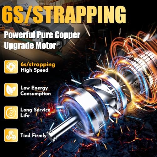 Cordless Electric Strapping Tool for PP/PET Straps, Adjustable Tension 3500N, Dual Battery Powered Handheld Banding Machine for Cartons, Pallets & Industrial Packaging