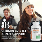 Bronson Vitamin K2 D3 (MK7) Supplement Non-GMO Formula Vitamin D3 5000IU (125 mcg) & 90 mcg K2 MK-7, Easy to Swallow D & K Complex, 60 Capsules