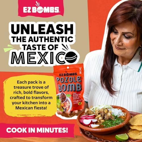 EZ Bombs Pozole Bomb Seasoning, Pack of 2 – Authentic Mexican Soup Mix for Traditional Pozole, Made with Real Chiles, Herbs & Spices for Quick and Flavorful Meals