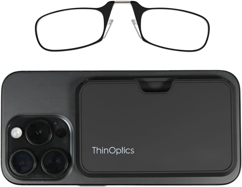 Always With You by ThinOptics Slim Reading Glasses with Case that Sticks to Your Phone - Ultra-Thin Armless Pocket Readers