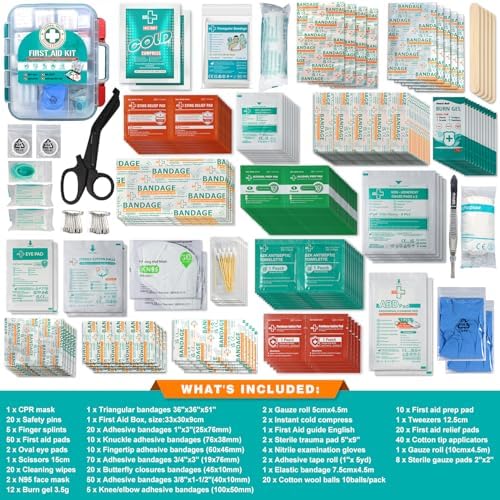 General Medi 420 Pieces Professional First Aid Kit - HardCase First Aid Box - Contains Premium Medical Supplies for Travel, Home, Office, Vehicle, Camping, Workplace & Outdoor