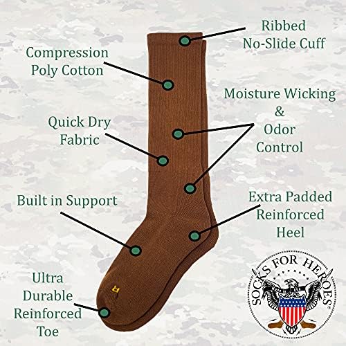 Coyote Brown Moisture Wicking, Breathable Over The Calf Foot Socks | Quick Dry Boot Socks | Made in USA