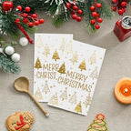 Horaldaily 100 Christmas Disposable Paper Decorative Guest Napkins, White Gold Foil Christmas Tree Cartoon Hand Towel for Party Lunch Dinner Kitchen Bathroom