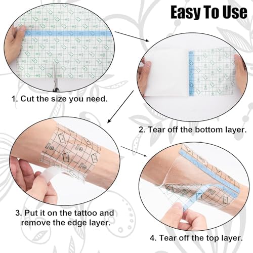 Tattoo Aftercare Bandage Roll 6 x 78 inch,Waterproof Healing Tattoo Wrap Protective Film Transparent,Second Skin