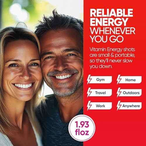 Vitamin Energy Burner+ Extra Strength Energy Shot Pomegranate Açaí 8 Pack, 260mg Natural Caffeine, 25mg Ketones, Green Tea, EGCG, Metabolism, Endurance, Zero Sugar, Gluten-Free, Vegan, 1.93 fl oz