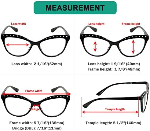 Eyekepper 4-pack Reading Glasses for Women Cat-eye Style Rhinestone Readers +2.75