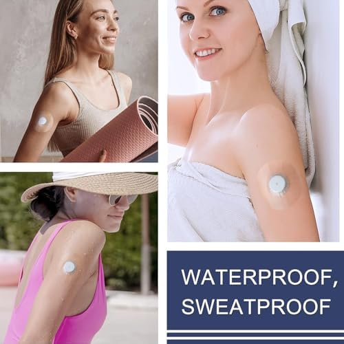 100Pcs Libre 2 Plus Sensor Covers Waterproof Freestyle Clear Adhesive Patches for Libre 2/3, Latex-Free & Hypoallergenic, with No Glue in the Center, 15 Days Long Lasting CGM Tape