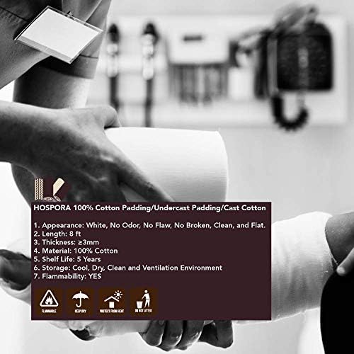 HOSPORA Medical Cotton Cast Padding Roll, 4 Inch x 8 feet, Individual Pack(Pack of 6)