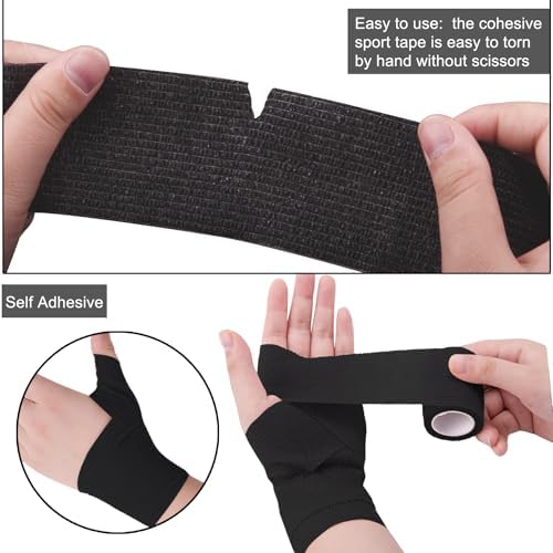 BQTQ 50 Rolls Self Adhesive Bandage Wrap Black Bandage Tape Self Adherent Wrap 2 inch Bandages Self Adhesive Wraps Stretch Bandage Wrap Roll for Wrist Ankle Swelling Sprains (Black)