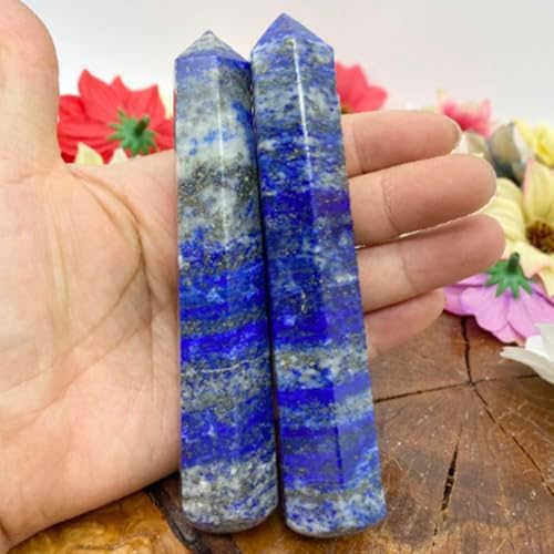 Natural Lapis Lazuli Crystal Point - 5.8-6.2 inch Raw Stone Hand-Polished Wand for Third Eye Activation, Chakra Balancing,Spiritual Healing & Meditation(Lapis Lazuli /5.8-6.2 inch 2pcs)
